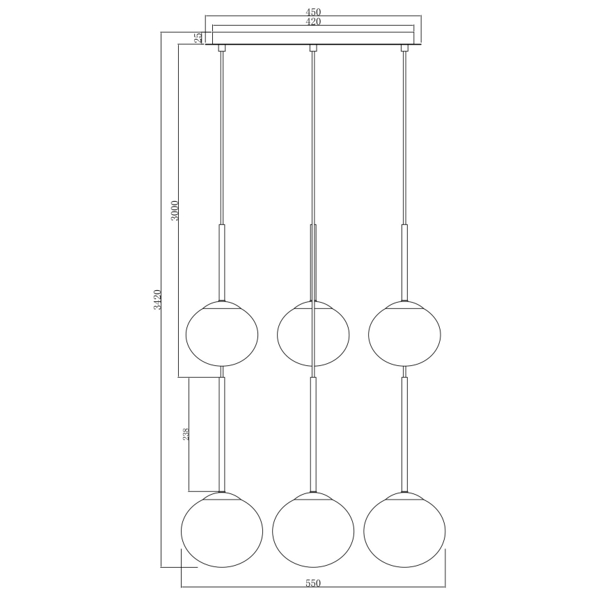 Ondaluce - pakabinamas šviestuvas ant laido JEWEL 6xE14/10W/230V skersmuo 55 cm juoda/dūminė juoda