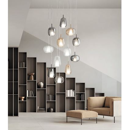 Ondaluce - Pakabinamas šviestuvas ant laido THELMA 1xE27/15W/230V dūminės smėlio spalvos