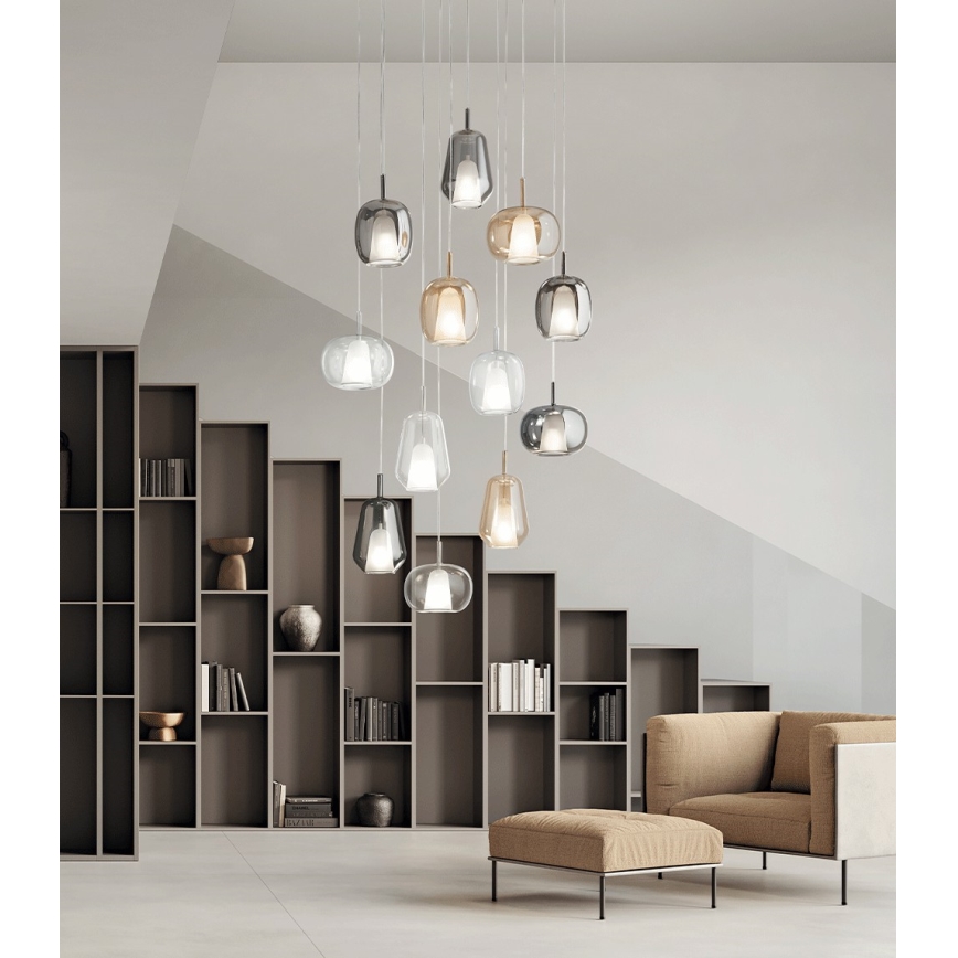 Ondaluce - Pakabinamas šviestuvas ant laido THELMA 1xE27/15W/230V dūminės smėlio spalvos