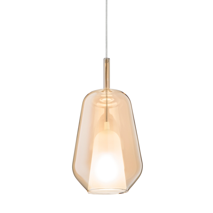 Ondaluce - Pakabinamas šviestuvas ant laido THELMA 1xE27/15W/230V skersmuo 19 cm auksinė / dūminė smėlio spalva