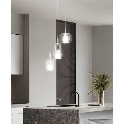 Ondaluce - Pakabinamas šviestuvas ant laido THELMA 1xE27/15W/230V skersmuo 19 cm auksinė/skaidri
