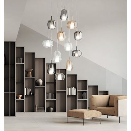 Ondaluce - Pakabinamas šviestuvas ant laido THELMA 3xE27/15W/230V dūminė smėlinė