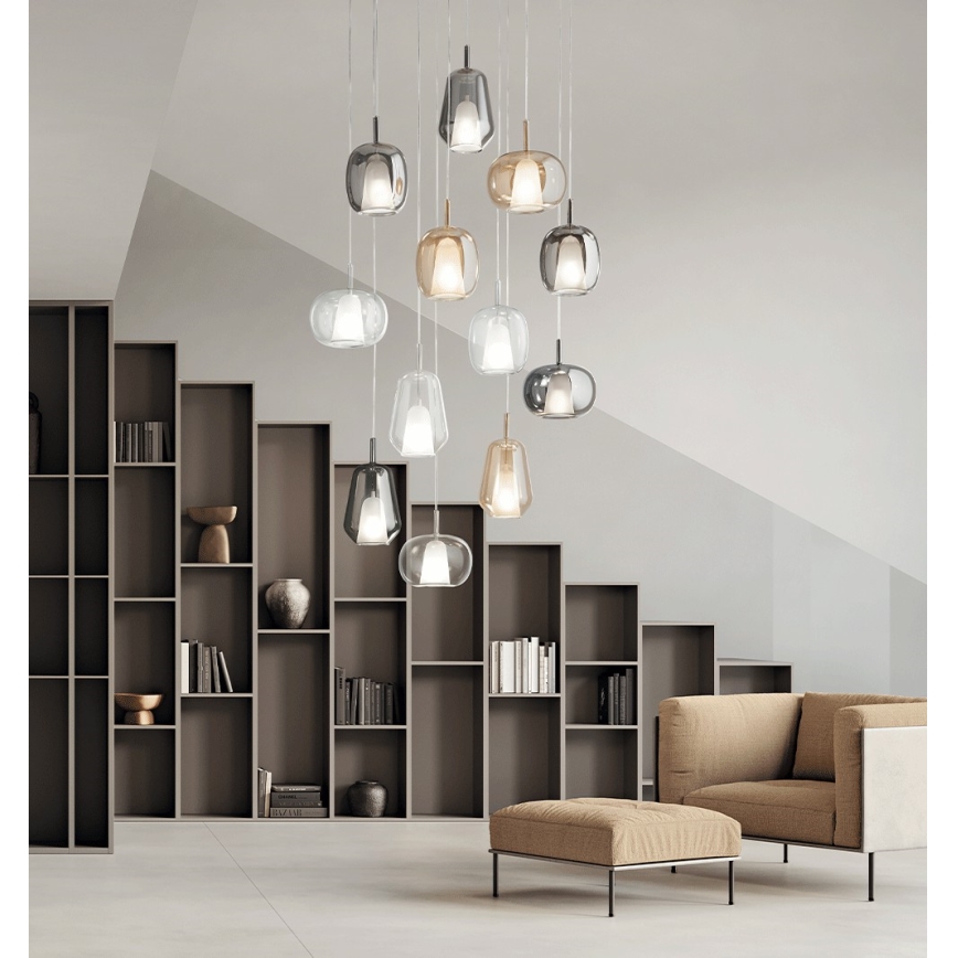 Ondaluce - Pakabinamas šviestuvas ant laido THELMA 3xE27/15W/230V dūminė smėlinė