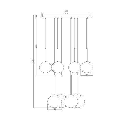 Ondaluce - Pakabinamas šviestuvas ant troselio JEWEL 8xE14/10W/230V Ø 70 cm auksinis/baltas