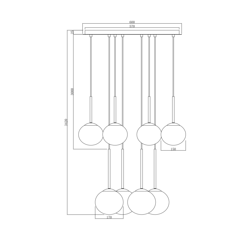 Ondaluce - Pakabinamas šviestuvas ant troselio JEWEL 8xE14/10W/230V Ø 70 cm auksinis/baltas