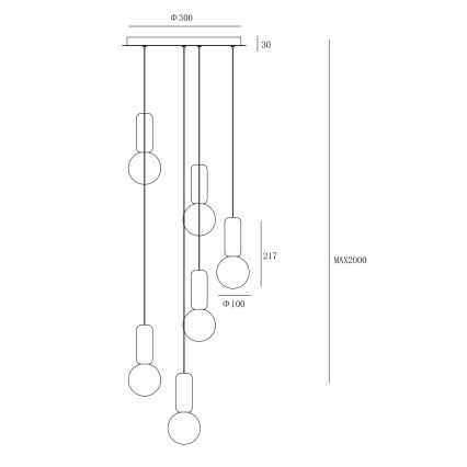 Ondaluce - pakabinamas šviestuvas ant troselio ROCK 6xG9/7W/230V, skersmuo 35 cm, betono apdaila: ruda/pilka/balta