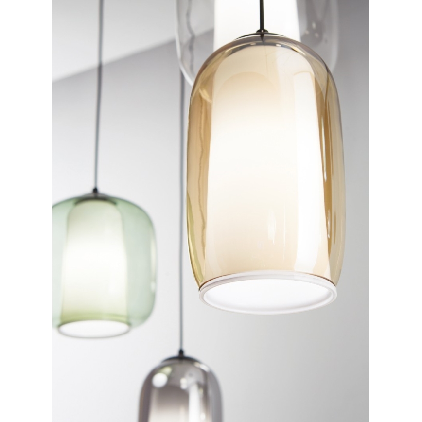 Ondaluce - Pakabinamas šviestuvas BONNIE su laidu 1xE27/15W/230V, Ø 15 cm, juodas/dūminė smėlio spalva
