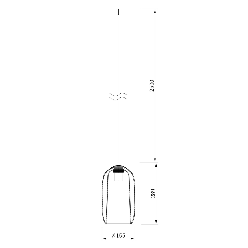 Ondaluce - Pakabinamas šviestuvas BONNIE su laidu 1xE27/15W/230V, Ø 15 cm, juodas/dūminė smėlio spalva