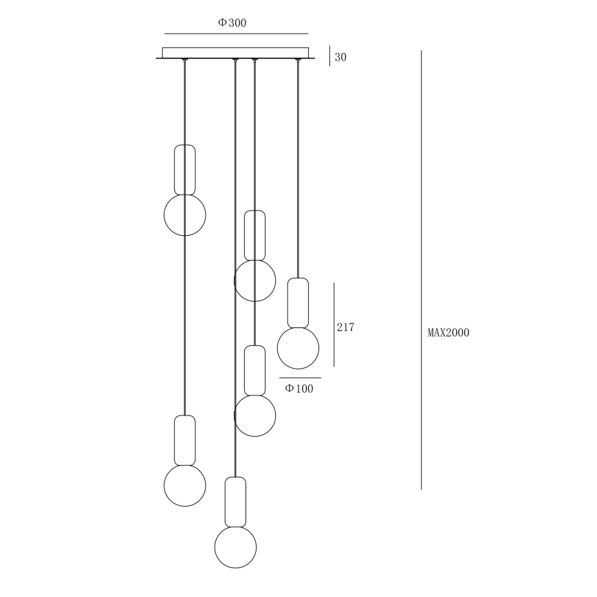 Ondaluce - Pakabinamas šviestuvas ROCK ant laido 6xG9/7W/230V, Ø 35 cm, betonas/ruda/pilka/balta