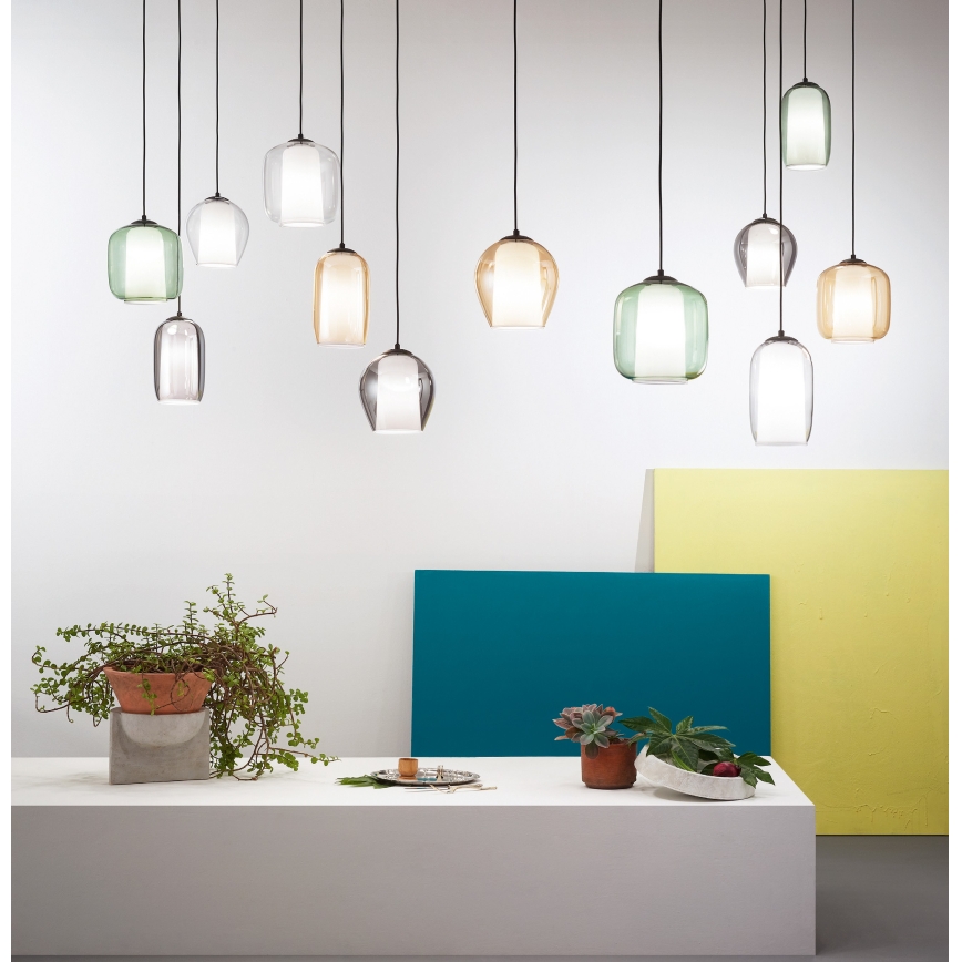 Ondaluce - Pakabinamas šviestuvas su laidu BONNIE 1xE27/15W/230V Ø 15 cm dūminė juoda