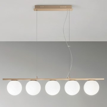 Ondaluce - Pakabinamas šviestuvas su laidu MONILE 5xE14/10W/230V, auksinė/balta