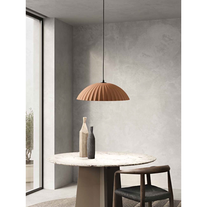 Ondaluce - Pakabinamas šviestuvas su laidu RUSTIC 1xE27/15W/230V, skersmuo 50 cm, betoninis/rudas