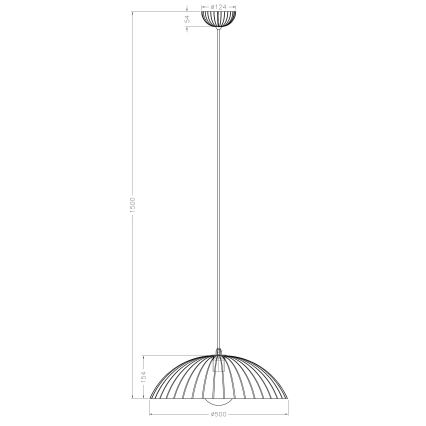 Ondaluce - Pakabinamas šviestuvas su laidu RUSTIC 1xE27/15W/230V, skersmuo 50 cm, betoninis/rudas