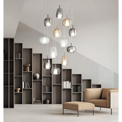 Ondaluce - Pakabinamas šviestuvas su laidu THELMA 1xE27/15W/230V dūminė pilka