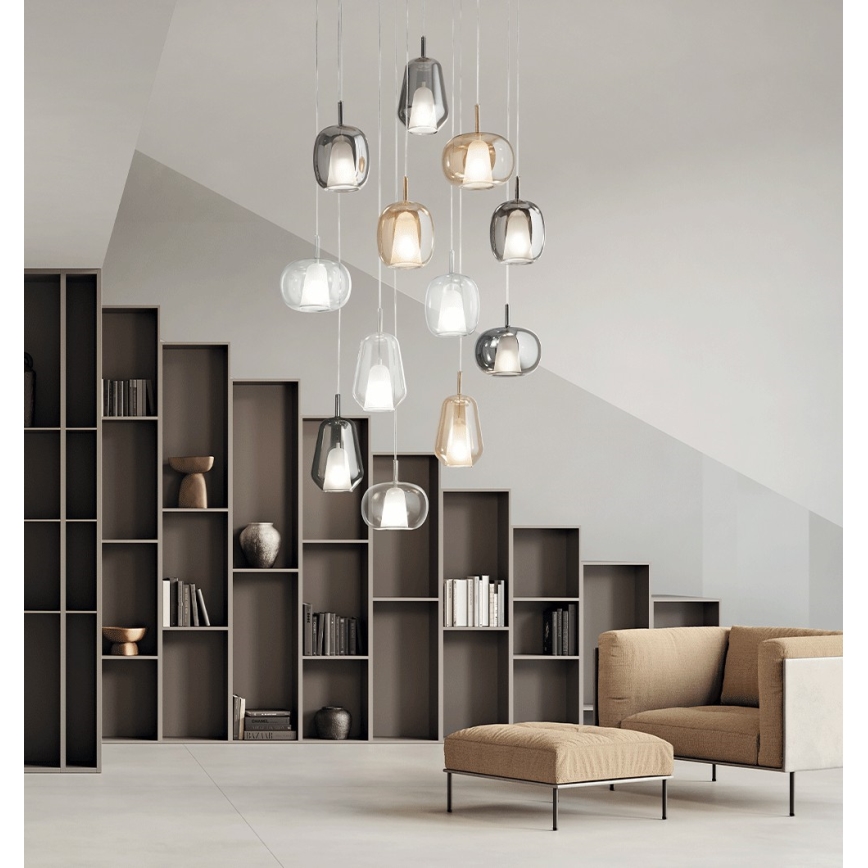 Ondaluce - Pakabinamas šviestuvas su laidu THELMA 1xE27/15W/230V dūminė pilka