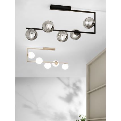 Ondaluce - Pakabinamas šviestuvas su strypu MONILE 5xE14/10W/230V juoda/dūminė juoda