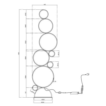 Ondaluce - reguliuojama LED grindinė lempa POIS LED/52W/230V 160 cm sidabrinė