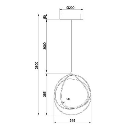 Ondaluce - reguliuojama LED liustra ant laido GOLDEN LED/28W/230V, auksinė