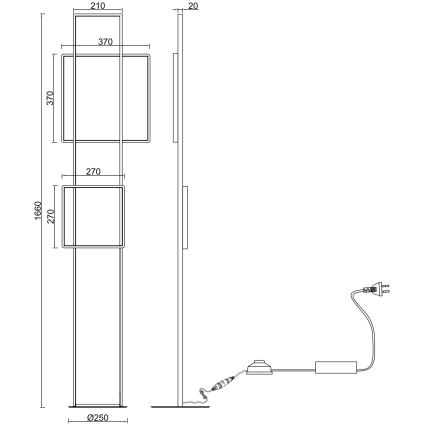 Ondaluce - reguliuojama LED pastatoma grindinė lempa DOWEL LED/77W/230V sidabrinė