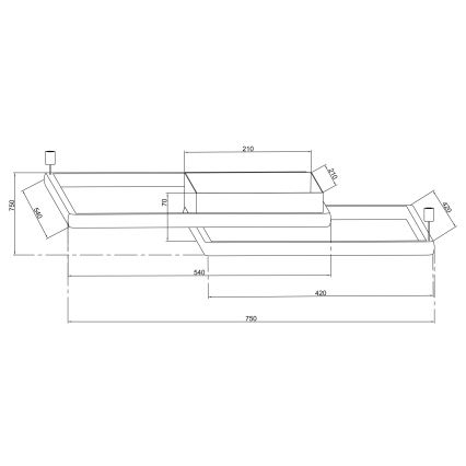 Ondaluce - reguliuojamas LED lubų šviestuvas DOWEL LED/60W/230V, sidabrinis
