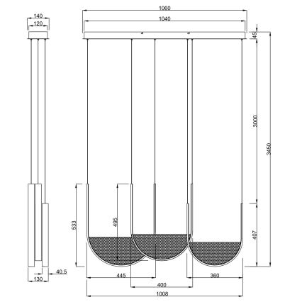 Ondaluce - reguliuojamas LED pakabinamas šviestuvas ant laido LOTUS LED/70W/230V auksinis