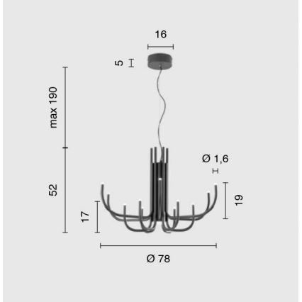 Ondaluce - reguliuojamas LED pakabinamas šviestuvas ant laido NOUVEAU LED/35W/230V juodas