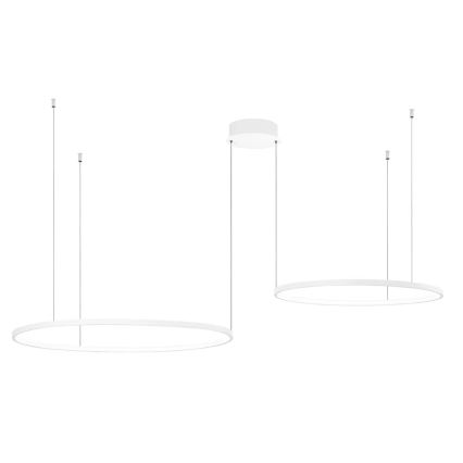 Ondaluce - LED reguliuojamas pakabinamas šviestuvas ant laido SOEL LED/28W/230V + LED/38W Ø 80/60 cm balta