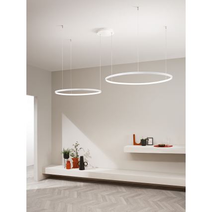 Ondaluce - LED reguliuojamas pakabinamas šviestuvas ant laido SOEL LED/28W/230V + LED/38W Ø 80/60 cm balta