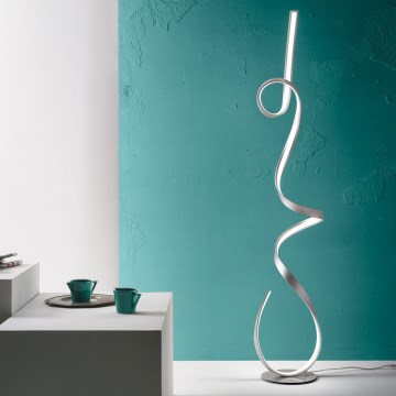 Ondaluce - reguliuojamo ryškumo LED grindinė lempa LUMEN LED/30W/230V sidabrinė