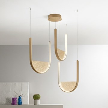 Ondaluce - reguliuojamo ryškumo LED liustra ant laido LOTUS LED/70W/230V auksinė