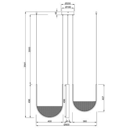 Ondaluce - reguliuojamo ryškumo LED liustra ant laido LOTUS LED/70W/230V auksinė