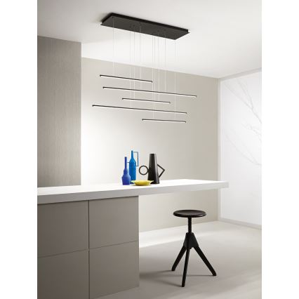 Ondaluce - reguliuojamo ryškumo LED pakabinamas šviestuvas ant laido GENIUS LED/72W/230V juodas