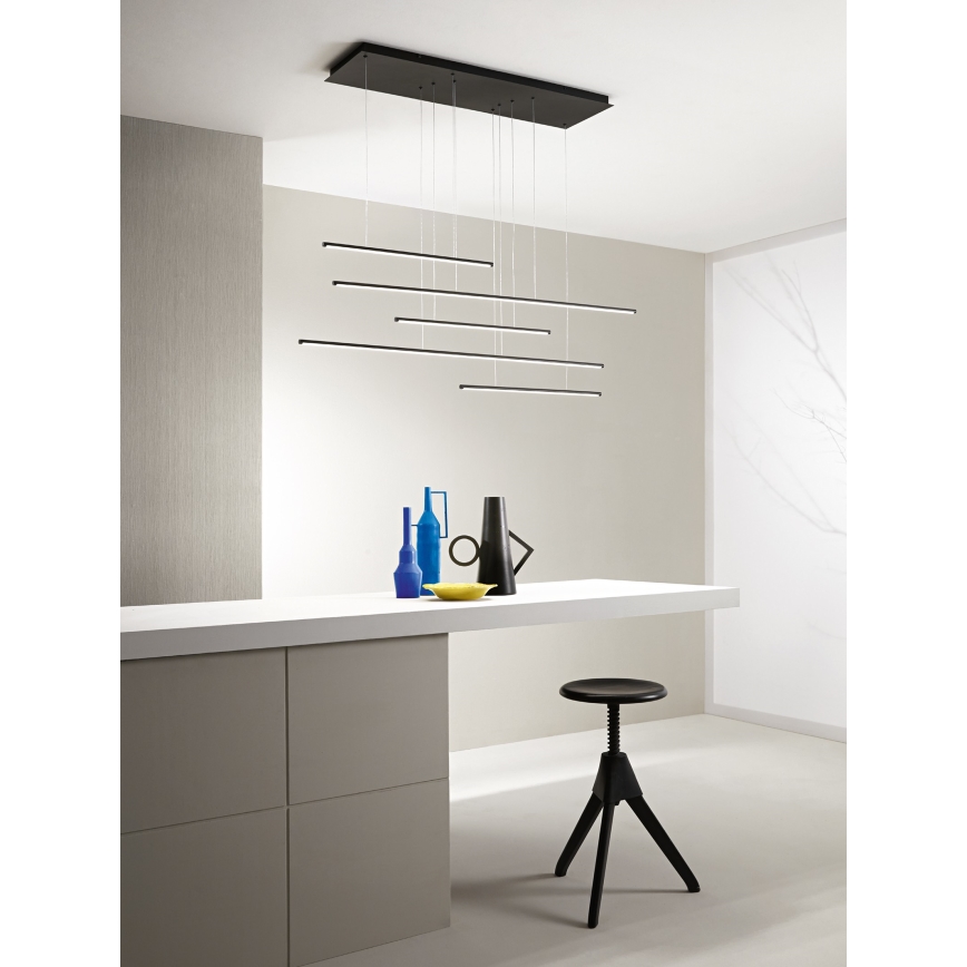 Ondaluce - reguliuojamo ryškumo LED pakabinamas šviestuvas ant laido GENIUS LED/72W/230V juodas