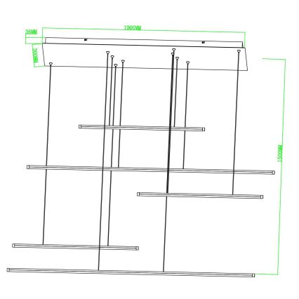 Ondaluce - reguliuojamo ryškumo LED pakabinamas šviestuvas ant laido GENIUS LED/72W/230V juodas