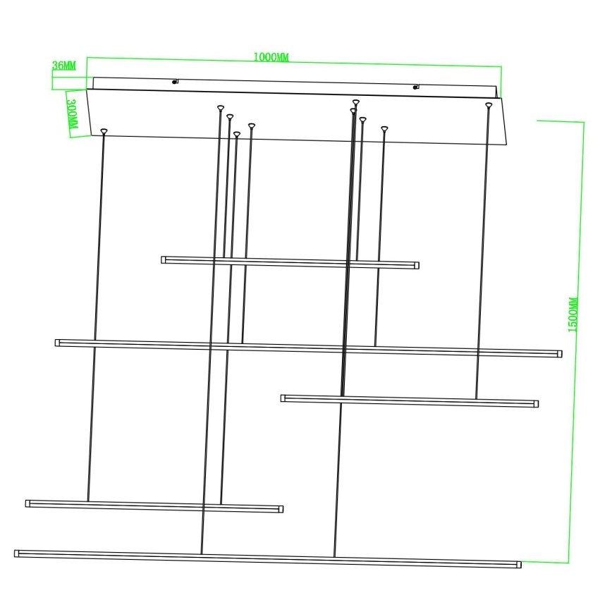Ondaluce - reguliuojamo ryškumo LED pakabinamas šviestuvas ant laido GENIUS LED/72W/230V juodas