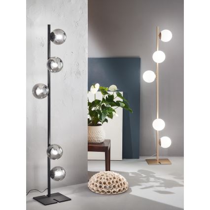 Ondaluce - Toršeras MONILE 5xE14/10W/230V 170 cm juoda/dūminė juoda