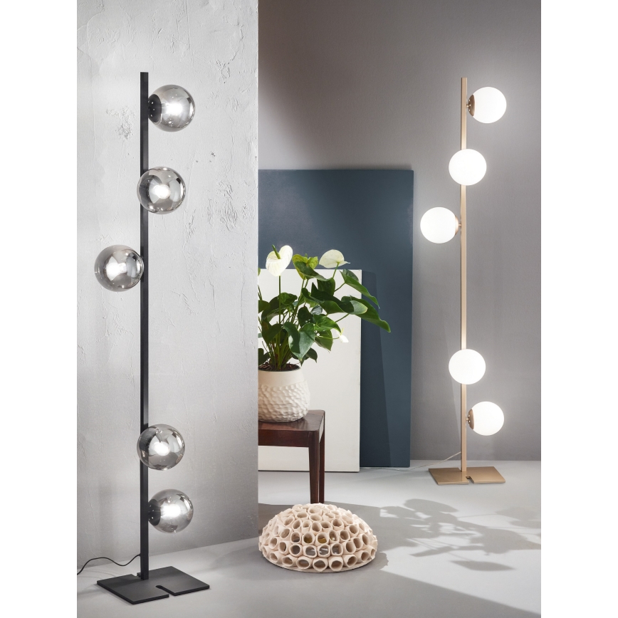 Ondaluce - Toršeras MONILE 5xE14/10W/230V 170 cm juoda/dūminė juoda