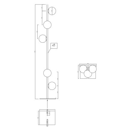 Ondaluce - Toršeras MONILE 5xE14/10W/230V 170 cm juoda/dūminė juoda