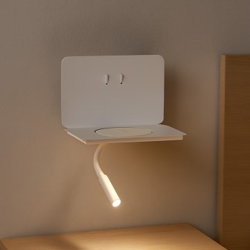 ONLI - lanksti LED lempa su lentynėle WIK LED/6,5W/230V + LED/3W balta
