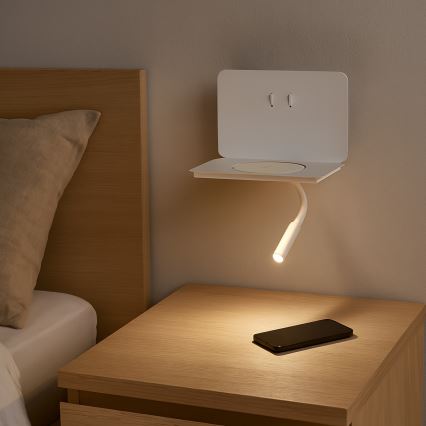 ONLI - lanksti LED lempa su lentynėle WIK LED/6,5W/230V + LED/3W balta
