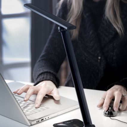 ONLI - LED pritemdomas stalinis šviestuvas su USB prievadu DESKI LED/7W/230V 4000K juoda