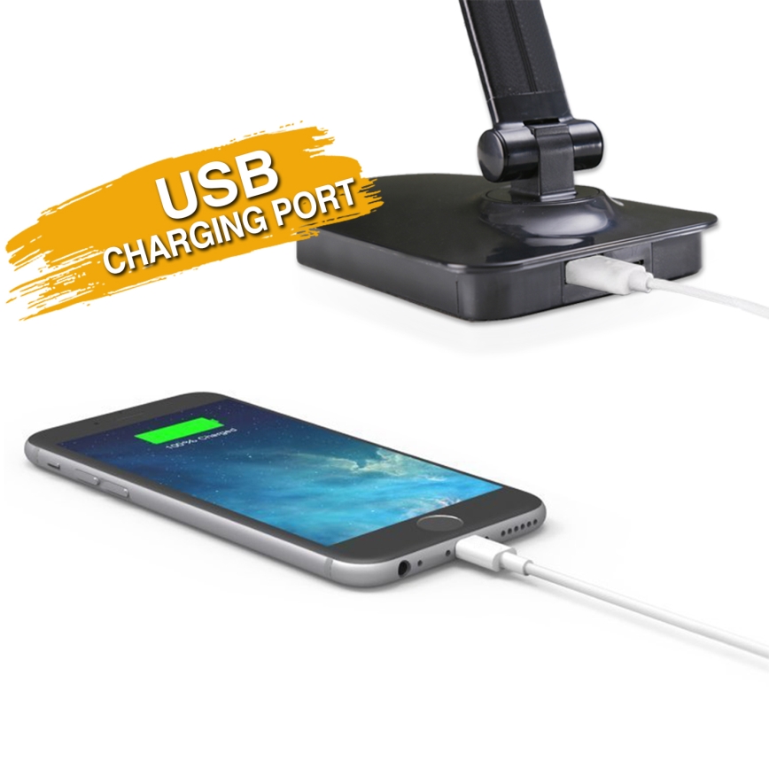 ONLI - LED pritemdomas stalinis šviestuvas su USB prievadu DESKI LED/7W/230V 4000K juoda