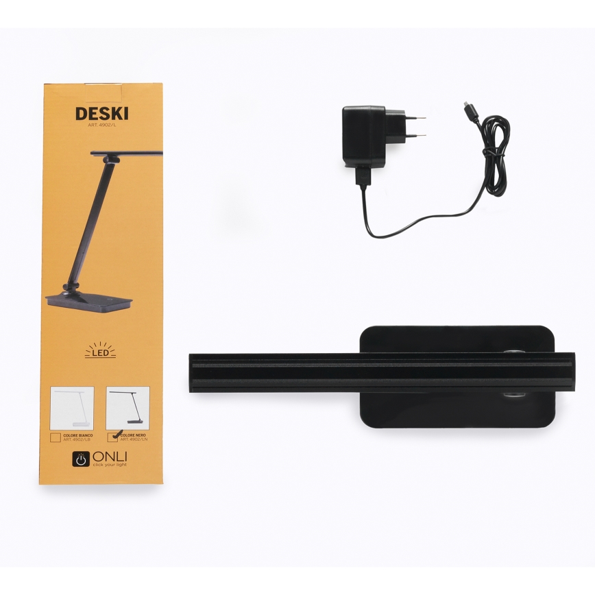 ONLI - LED pritemdomas stalinis šviestuvas su USB prievadu DESKI LED/7W/230V 4000K juoda
