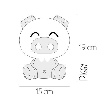 ONLI - LED reguliuojama vaikiška naktinė lempelė PUPPIES LED/3W/230V 19 cm paršiukas/geltona
