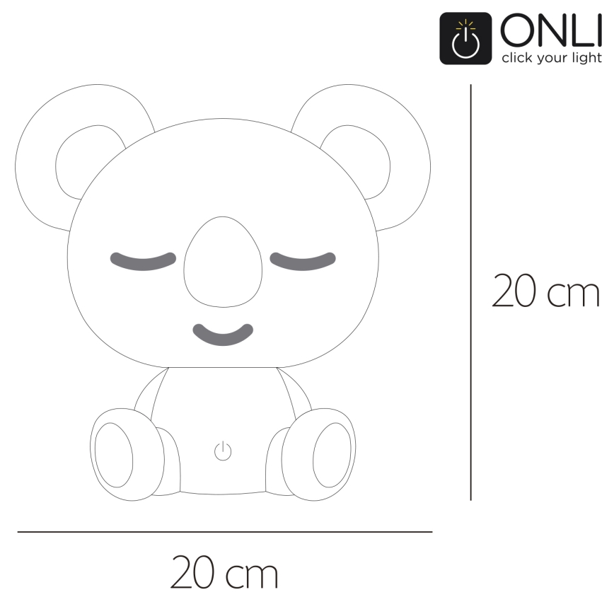 ONLI - LED Reguliuojama vaikiška naktinė lempelė PUPPIES LED/3W/230V 20 cm koala/žalia