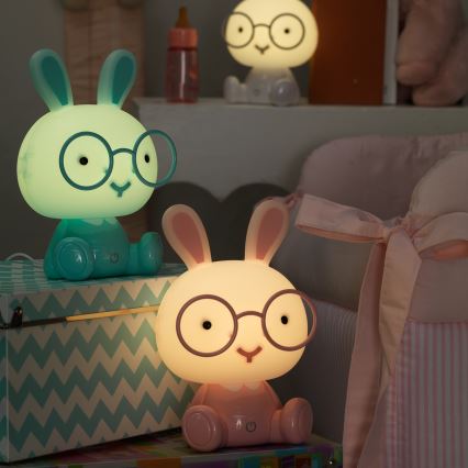 ONLI - Reguliuojama LED vaikiška naktinė lempa PUPPIES LED/3W/230V 22 cm triušiukas/mėlyna