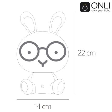 ONLI - Reguliuojama LED vaikiška naktinė lempa PUPPIES LED/3W/230V 22 cm triušiukas/mėlyna