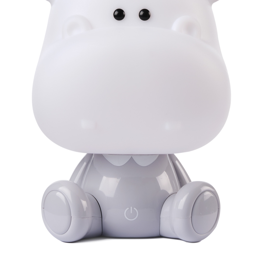 ONLI - LED reguliuojama vaikiška naktinė lempelė PUPPIES LED/3W/230V 25 cm begemotas/pilka