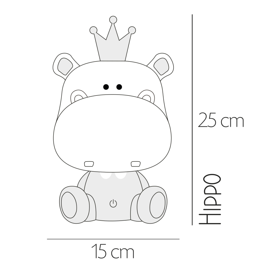 ONLI - LED reguliuojama vaikiška naktinė lempelė PUPPIES LED/3W/230V 25 cm begemotas/pilka