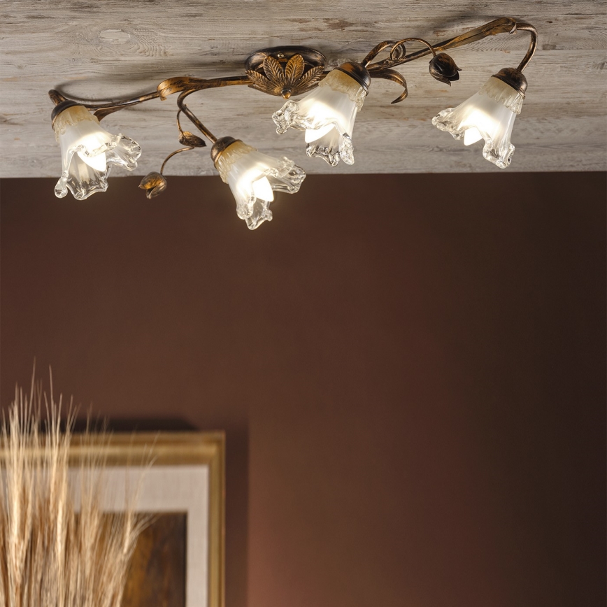 ONLI - Lubinis šviestuvas ARIANNA 4xE14/6W/230V bronzinis